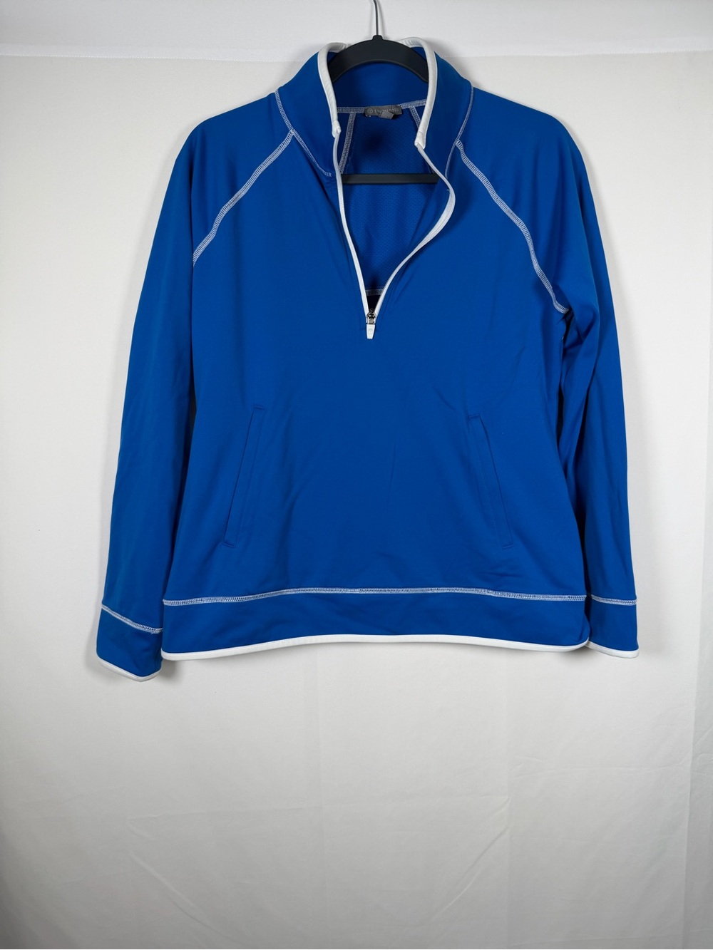 Talbots Royal Blue Half-Zip Pullover with White Trim